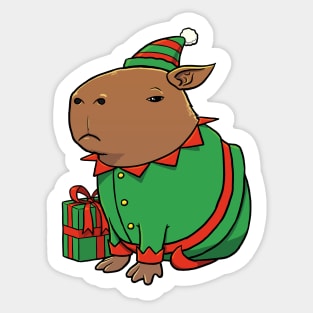 Capybara Christmas Elf Costume Sticker